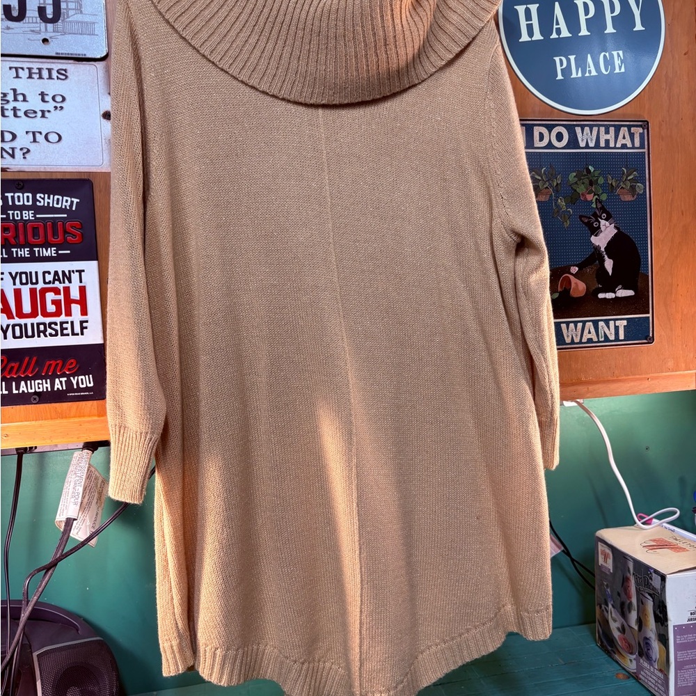 Rebecca Malone Tan Cowl Neck Sweater